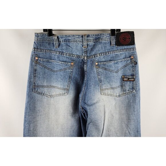 Vintage DEF JAM Univ Jeans Mens 38x34 Blue Denim Baggy Loose Hip Hop Skate Y2K - Picture 8 of 10